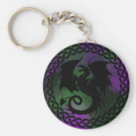 CelticCircleDragonPurpleGreen Nyckelring