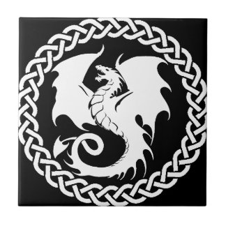 CelticCircleWhiteDragon Kakelplatta