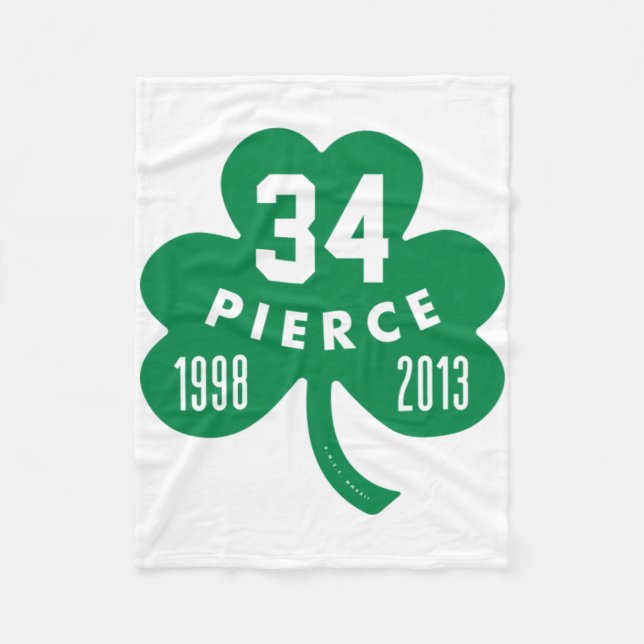Celtics - Pierce 34 Retrött Number Klöver (Grönt) Fleecefilt (Framsidan)