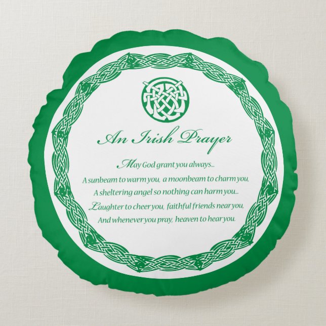 Celtisk bön St. Patrick's Day Rund Kudde (Framsidan)