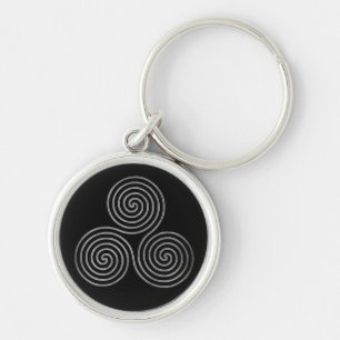 celtisk tredubbel spiral - OneLine antiqueSilverBl Rund Silverfärgad Nyckelring