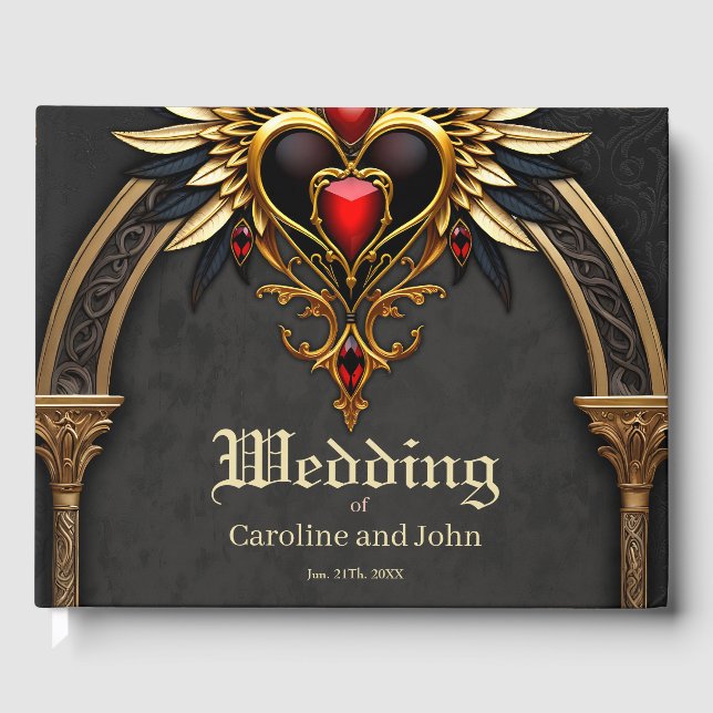 Celtiska knop och ett hjärta i den gotiska elegans gästböcker (Framsida)