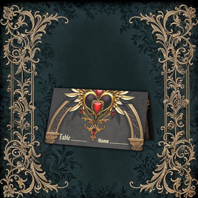 Celtiska knop och ett hjärta i den gotiska elegans placeringskort (Skapare uppladdad)