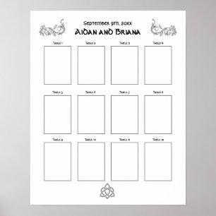Celtiska symboler och löv för 12 bord blankprov poster