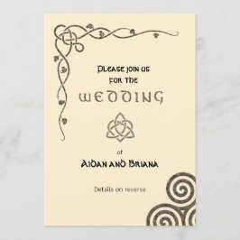 Celtiska symboler och löv på krämmodern inbjudningar