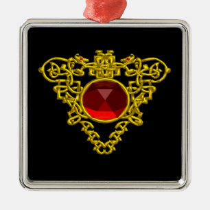 CELTISKT HJÄRT,Red Ruby Julgransprydnad Metall
