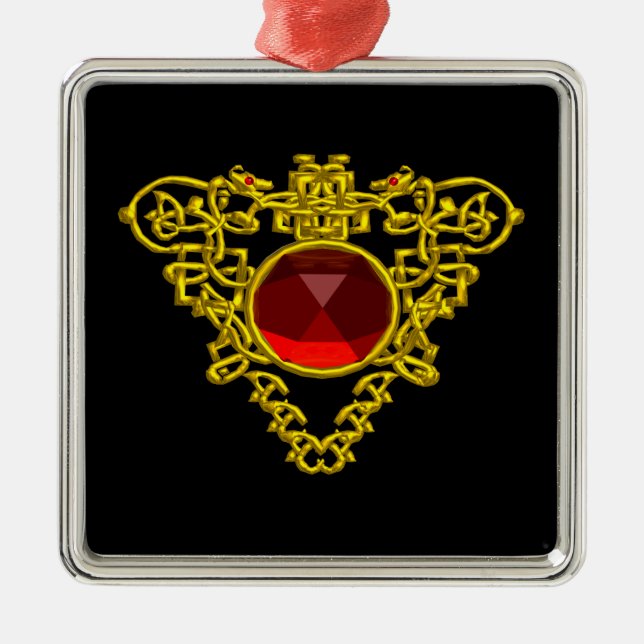 CELTISKT HJÄRT,Red Ruby Julgransprydnad Metall (Framsidan)