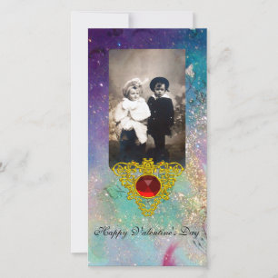 CELTISKT HJÄRTA I BLUE GRÖNT,TEAL,GULD SPARKLER JULKORT