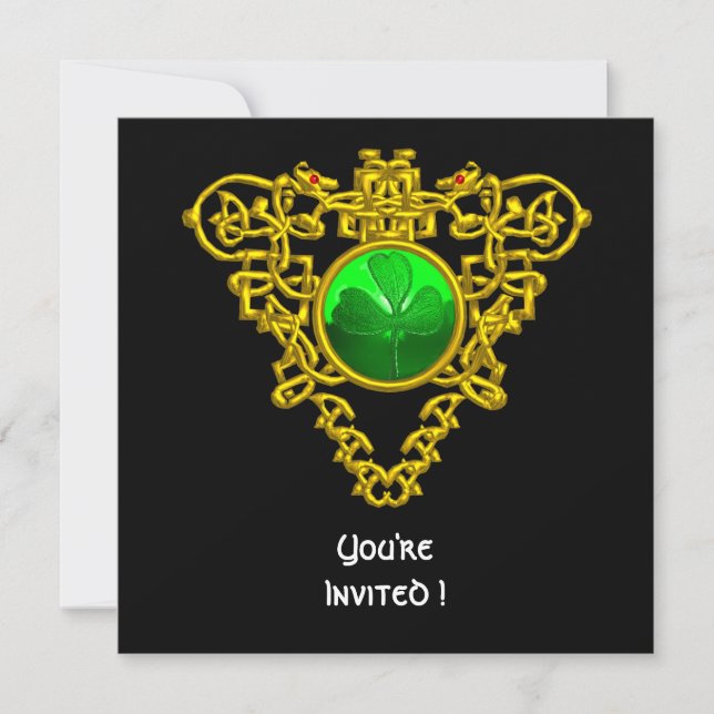 CELTISKT HJÄRTA MED SHAMROCK ST PATRICK'S DAY PART INBJUDNINGAR (Framsida)