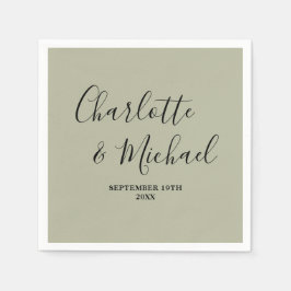 Cement Grey Script Minimalist Wedding Pappersservett