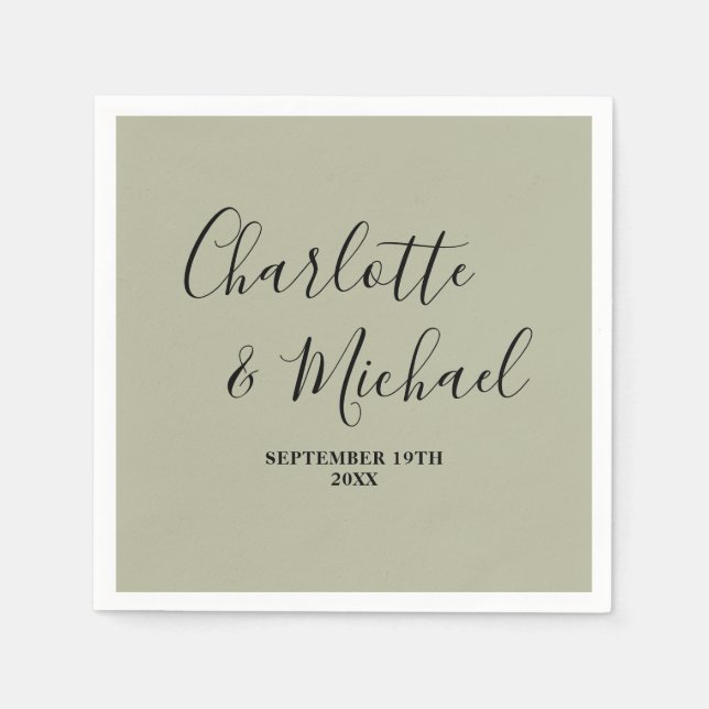 Cement Grey Script Minimalist Wedding Pappersservett (Framsidan)