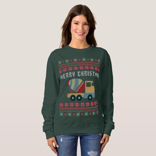 Cement Lastbil Ugly jul Sweater Tee Shirt (Hel framsida)