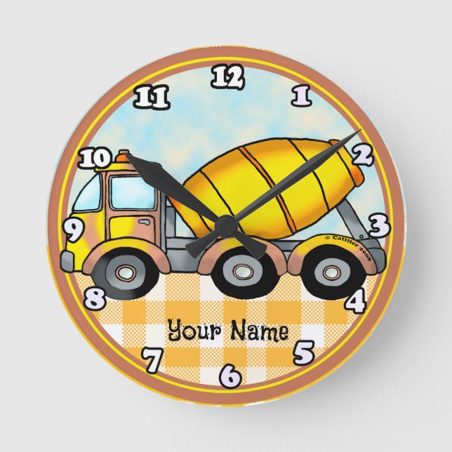 Cement Mixer Truck  Rund Klocka (Framsida)