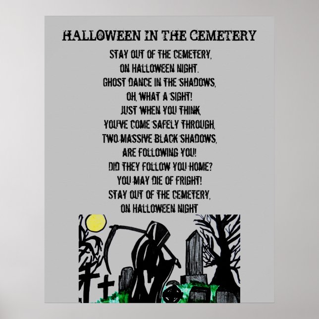 CEMETARY ON HALLOWEEN dikt Poster (Framsidan)