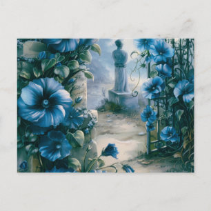 Cemetery Graveyard Blue Blommigt BeVacker Hallowee Helg Vykort