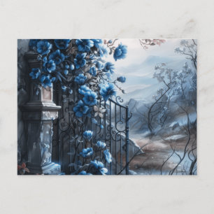 Cemetery Graveyard Blue Blommigt BeVacker Hallowee Helg Vykort
