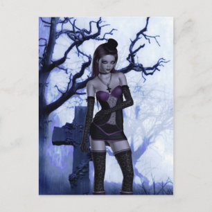 Cemetery Lolita Goth Fantasy Signed Mini Print Vykort