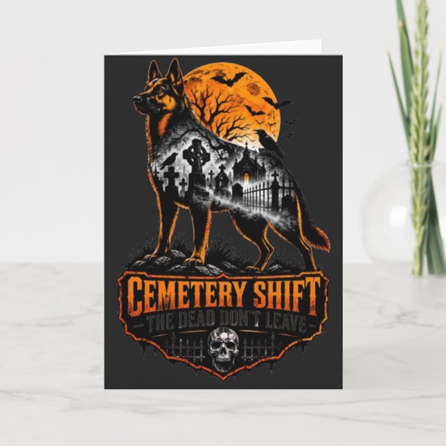 Cemetery Shift tysk schäfer Halloween gotisk Gr Kort (Framsida)
