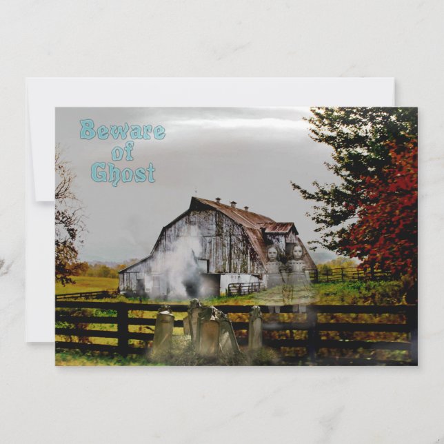 *~* Cemetery Taloky BEWARE of Ghost HALLOWEEN CARD (Framsida)