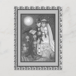 CEMETERY VOWS, SKELETON BRÖLLOP, BRIDE AND GROOM VYKORT