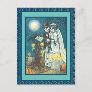 CEMETERY VOWS, SKELETON BRÖLLOP, BRIDE AND GROOM VYKORT