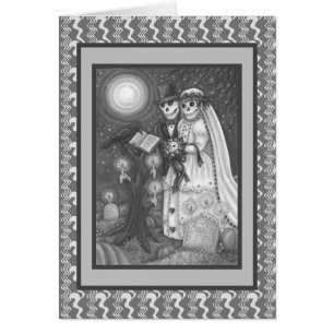 CEMETERY VOWS, SKELETON BRÖLLOP, BRIDE GROOM CARD OBS KORT