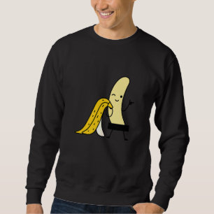 Censored Gult Banana Print Fruits Lång Ärmad Tröja