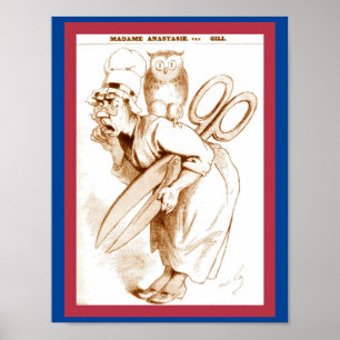 Censur av vintage Fransk 1874 Tecknad Kopiera Poster