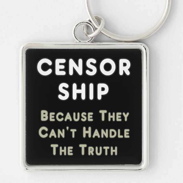 Censur Fyrkantig Silverfärgad Nyckelring (Framsidan)
