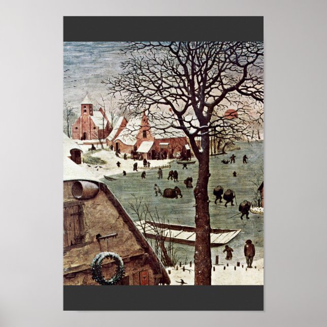 Census at Bethlehem, detalj av Bruegel D. Ä. Piete Poster (Framsidan)