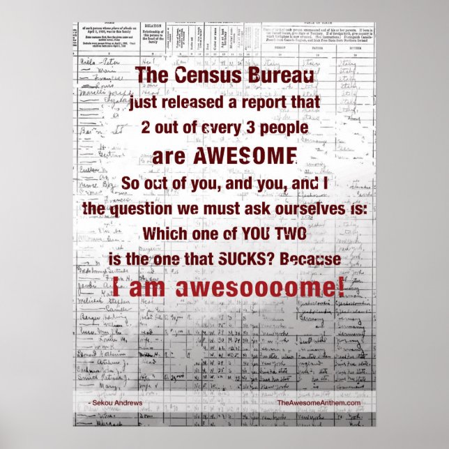 ’CENSUS BUREAU’ Fantastisk Poste (Confidence/Swagg Poster (Framsidan)