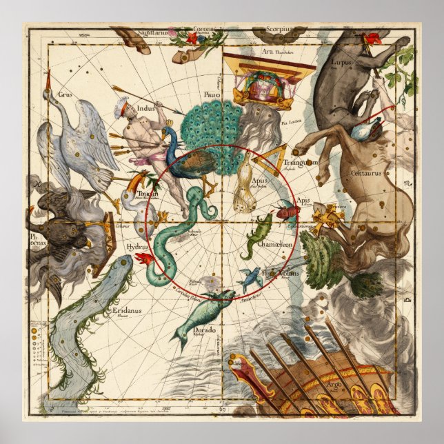 Centaurus, Indus, Chamaeleon, Eridanus, Lupulus Poster (Framsidan)