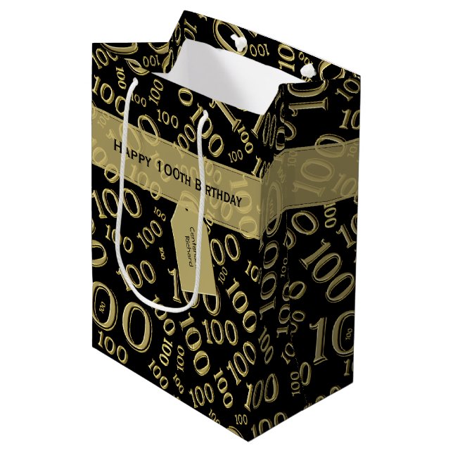 Centenarian 100 Birthday Black/Guld Mönster (Framsidan Vinklad)