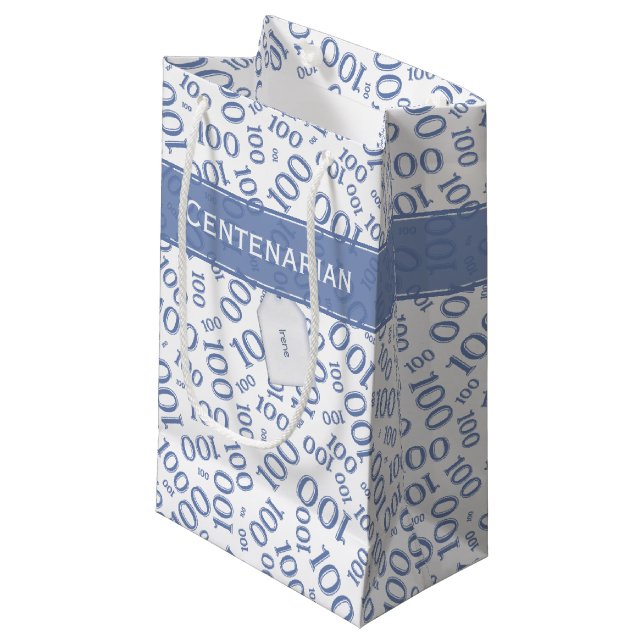 Centenarian 100 th Blue Random Number Mönster (Framsidan Vinklad)