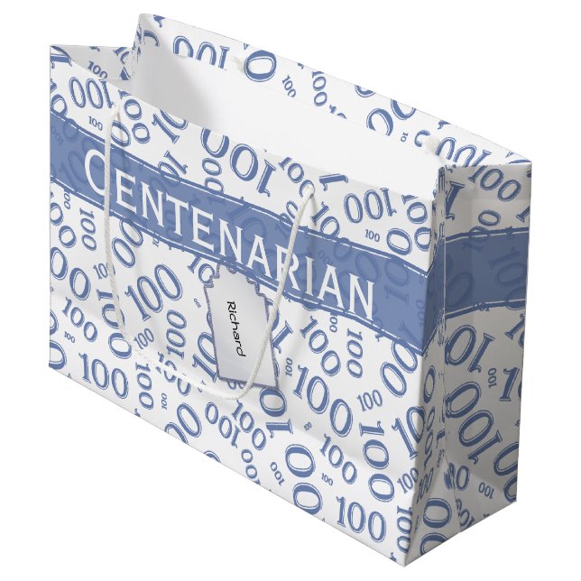 Centenarian 100 th Blue Random Number Mönster (Framsidan Vinklad)