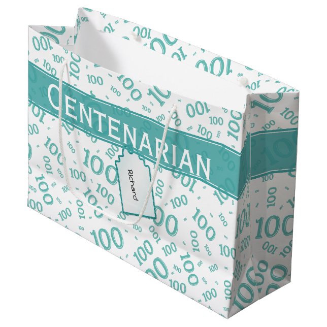 Centenarian 100 th Teal Random Number Mönster (Framsidan Vinklad)