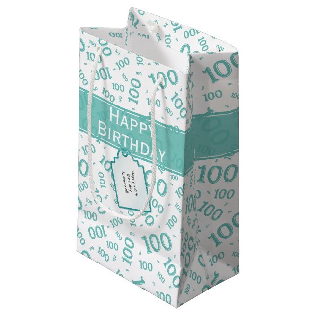 Centenarian 100 th Teal Random Number Mönster (Framsidan Vinklad)