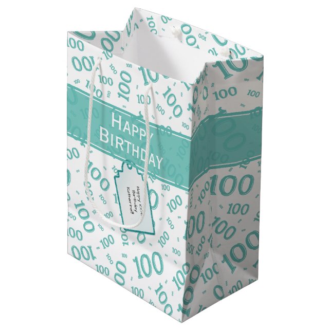 Centenarian 100 th Teal Random Number Mönster (Framsidan Vinklad)