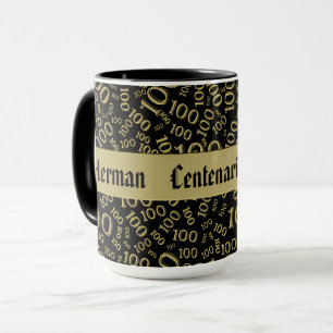 Centenarian Birthday Number Mönster 100 Black/Gul Mugg