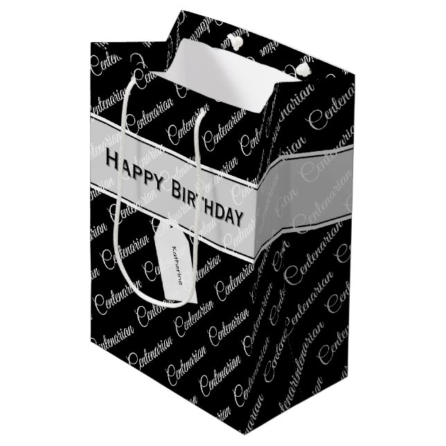 Centenarian Typography Mönster Black/White Namn (Framsidan Vinklad)