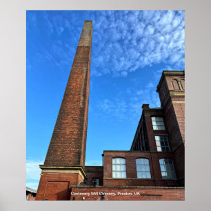 Centenary Mill Chimney, Preston, England, Storbrit Poster