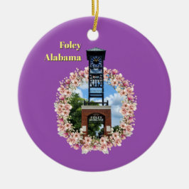 Centennial Plaza Clock, Foley Alabama Lila Shade Julgransprydnad Keramik