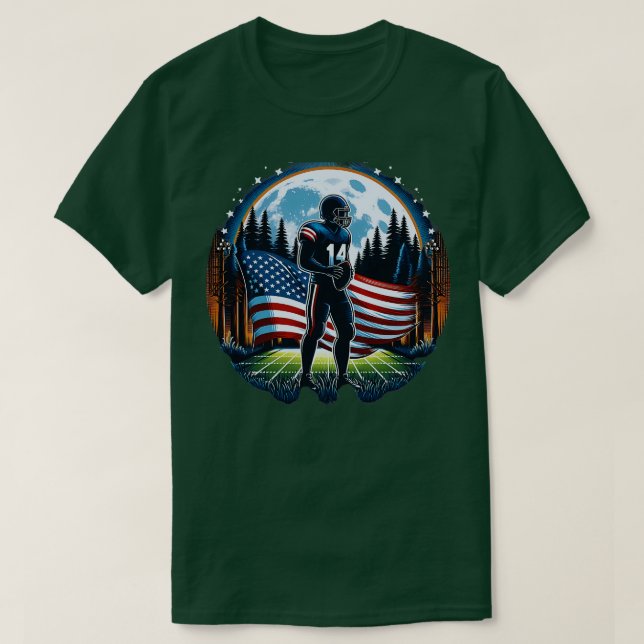Center American Flagga Full Moon Player 1 T Shirt (Design framsida)