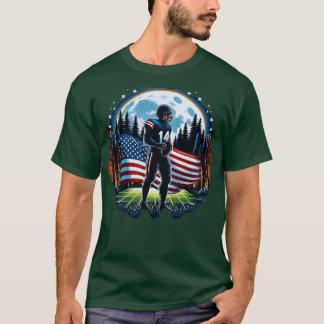 Center American Flagga Full Moon Player 1 T Shirt