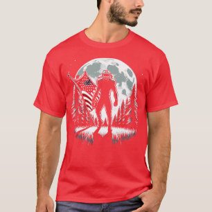 Center American Flagga Full Moon Player 2 T Shirt