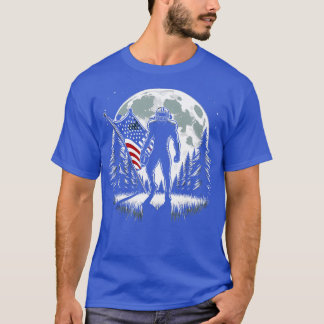 Center American Flagga Full Moon Player 2 T Shirt