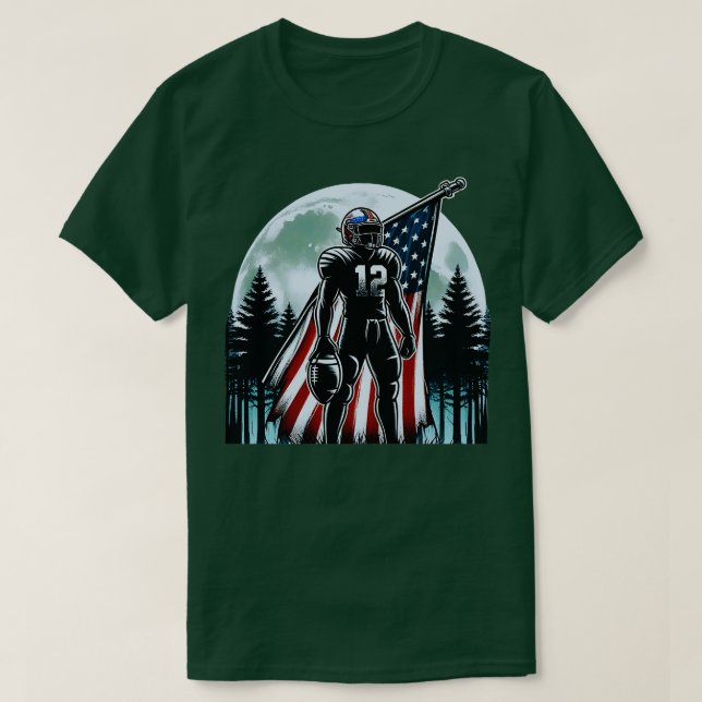 Center American Flagga Full Moon Player 3 T Shirt (Design framsida)