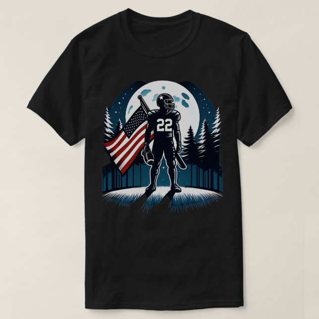 Center American Flagga Full Moon Player T Shirt (Design framsida)