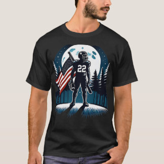 Center American Flagga Full Moon Player T Shirt