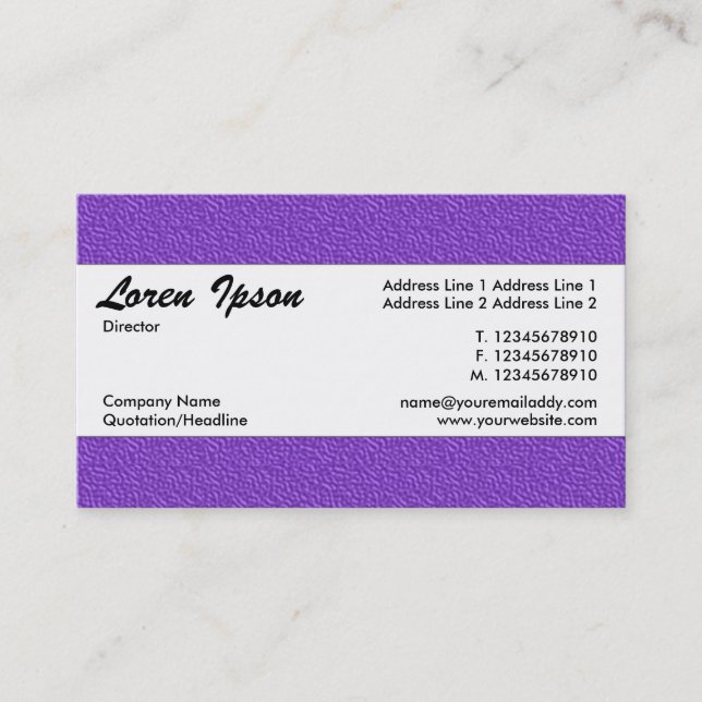 Center Band 020 - Violet Embossed Struktur Visitkort (Framsida)